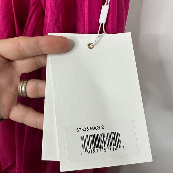 NWT Mac Duggal Taffeta High Low Ruffle Gown Magenta 2 #8313 - Picture 6 of 8